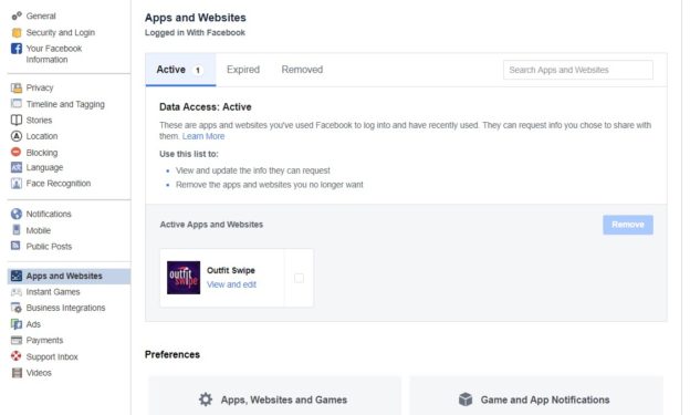 How to restore a removed app logged in with Facebook